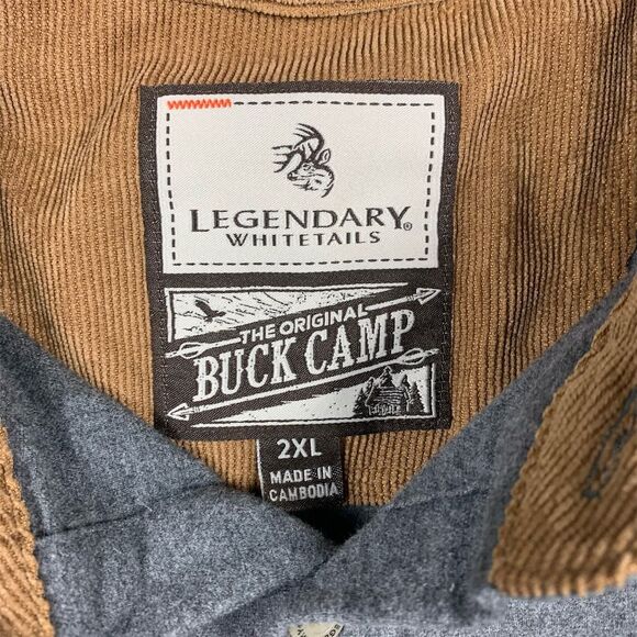 Legendary Whitetails Men's 2XL Gray Flannel Button-Up Shirt Long Sleeve - Picture 2 of 6